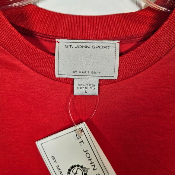 VTG St. John Sport By Marie Gray Red Coral Shirt Top Womens Large NWT Made Italy - Picture 5 of 7